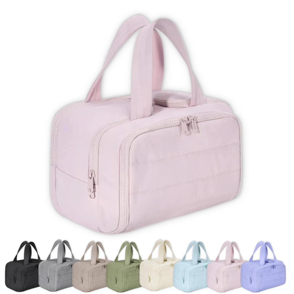 Pink Cloud Carry Bag 4 Compartments Dry Wet Separation Large Capacity Waterproof Travel Cosmetic Bag