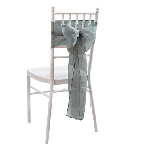 Polyester Chair Sash Bows for Elegant Wedding Decors-grey