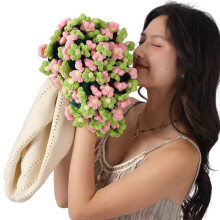 Exquisitedly Crochet Rose Blanket Mother's Day-Green pink daisy
