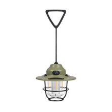 (Green) Decors Camping Tent Light Watertight Hangings Camping Light Flashlight with Hook 4 Modes Lamp Rechargeables For Outdoor Khaki