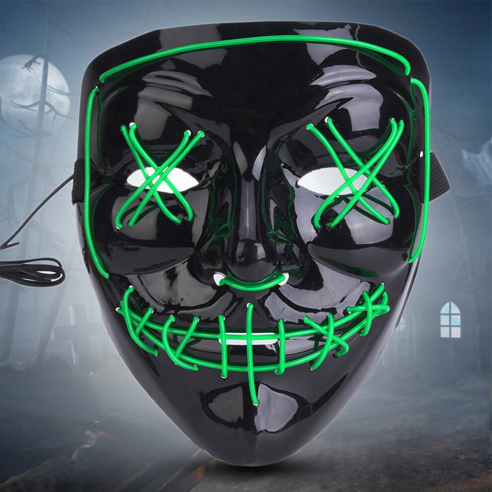 Green/Blue/Red Scary Clown Wire Lighting Mask For Halloween Cosplay Party