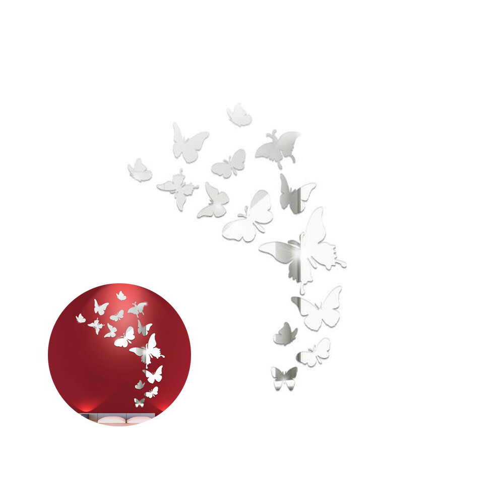 Butterfly Wall Decal, Adjustable Butterfly Wings For Vivid 3D Effect, Kids Room Decoration With Reusable Wall Stickers Suitable For Various Sur Silver