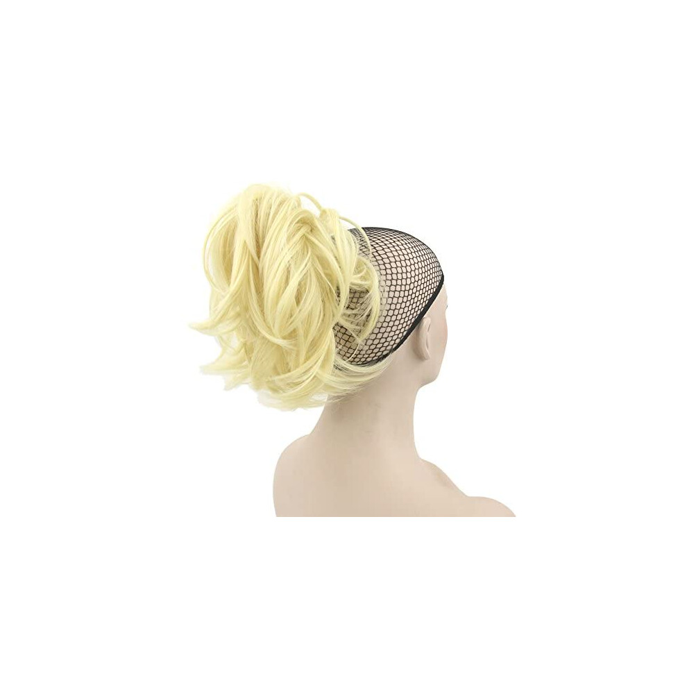 Unisex Curly Flexible Claw Ponytail Hairpieces Synthetic Clipin Hair Extensions 613 Blonde Little Pony Tail Hair Pieces