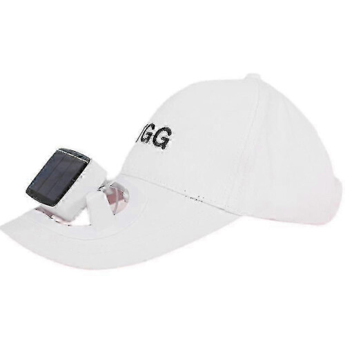 (White) Outdoor Solar Fan Cap Usb Charging Cap With Fan p