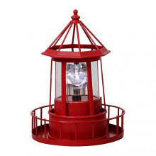(Red) Home Portable Hanging IP65 Waterproof 360 Degree Rotating LED Solar Lighthouse