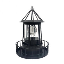 (Black) Home Portable Hanging IP65 Waterproof 360 Degree Rotating LED Solar Lighthouse