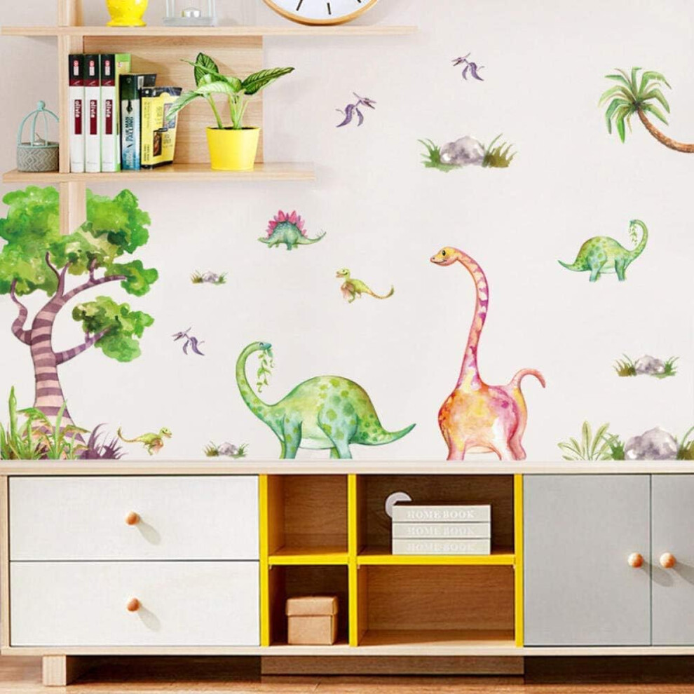 Transform Your Child's Space with Jurassic World Figures Peel and Stick Wallpaper, Removable Watercolor Theme for Decorative Furniture, Children's Roo