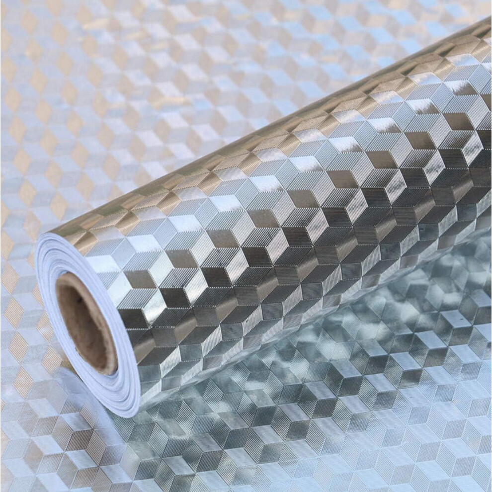 Aluminum Foil Wallpaper, Waterproof Fire Proof Durable Material For Kitchen Countertops Cabinets Backsplashes, Cuttable Self-Adhesive Pvc For Oil Proo 9012352605087