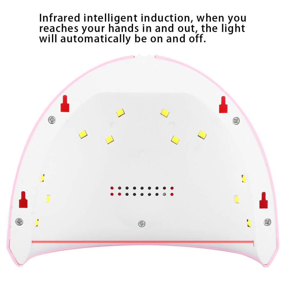 Pink 36W Uv Led Nail Dryer Lamp Intelligent Timer, Fast Curing