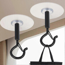 (Black) Sturdy Adhesive Ceiling Hooks - 4-Pack Drill-Free Hanging for Plants, Lights, Decor, Indoor & Outdoor Use