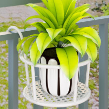Hanging Railing Planter Iron Shelf Basket Balcony Planter Flower Pot Holder Bonsai Rack Outdoor Display White Model A