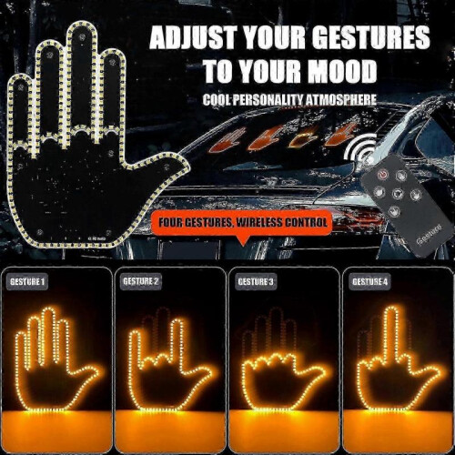 (Men) LED Finger Lights with Remote Control for Hand Signals and Car Use 1