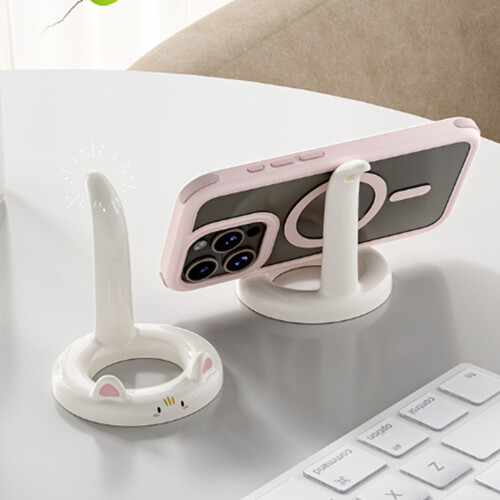 Cute Cats Phone Stand MultiPosition ABS Plastic-Milky white 1