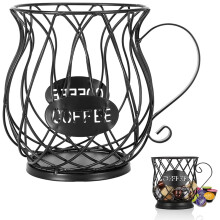 Porta-cápsulas de café com estrutura vazada exclusiva, estilo vintage e estrutura metálica resistente para armazenamento multifuncional.