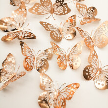 3D Butterfly Room Decor, Vibrant Multicolor Metallic Wall Stickers, Removable Self-Adhesive Butterflies For Bedroom Living Room Classroom Special Occa
