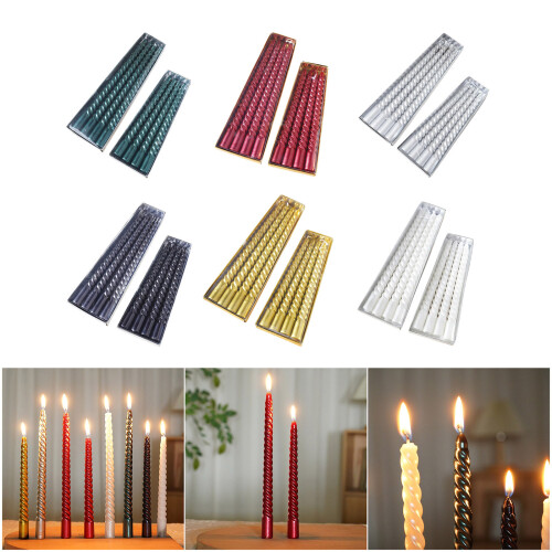 4PCS Vibranted Colored Taper Candle Not Drip Formula-Gold 25cm 2