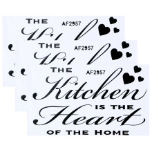 Kitchen Art Mural, Removable Wall Art for Smooth Surface Application, Easy to Apply Inspirational Quote Home Decoration, 3Pcs Black Environmentally Fr