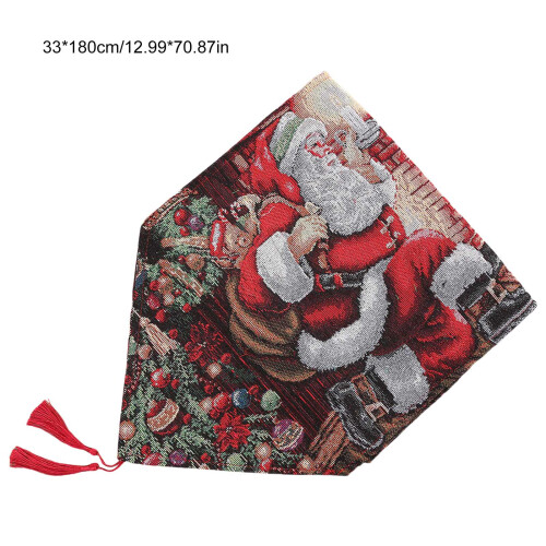 Holiday Themed Table Runner Tablecloth for Christmas Dinner-Red 2