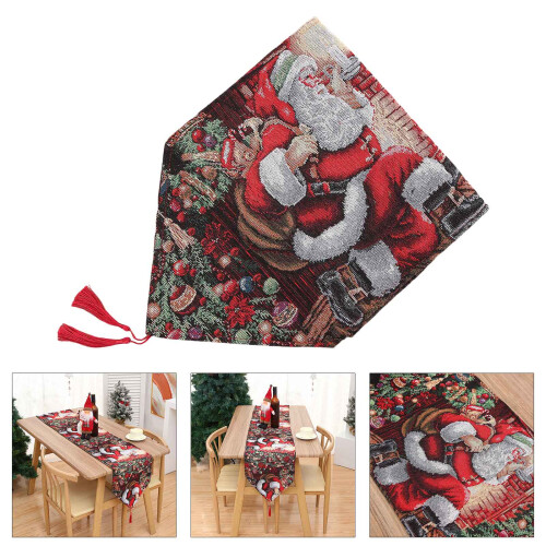 Holiday Themed Table Runner Tablecloth for Christmas Dinner-Red 1