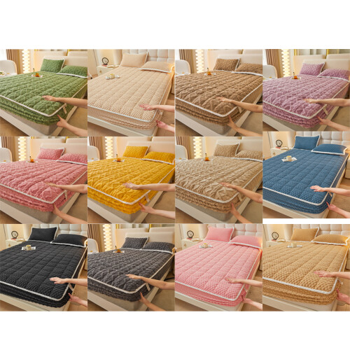 Bedsheet Bedspread Soft Thick Coral Fleece-Matcha Green 1