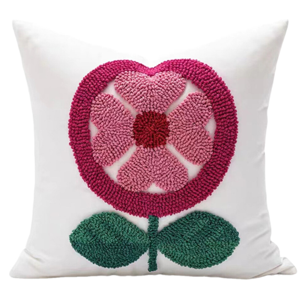 Redness Heart and Flower Patterned Embroidered Pillows Cover-4