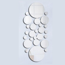 Mirror Wall Stickers for Home Decor, Acrylic Mirror with 3D Reflective Surface, Self-Adhesive Round Circle Mirror Tiles for Living Room Bedroom DIY De