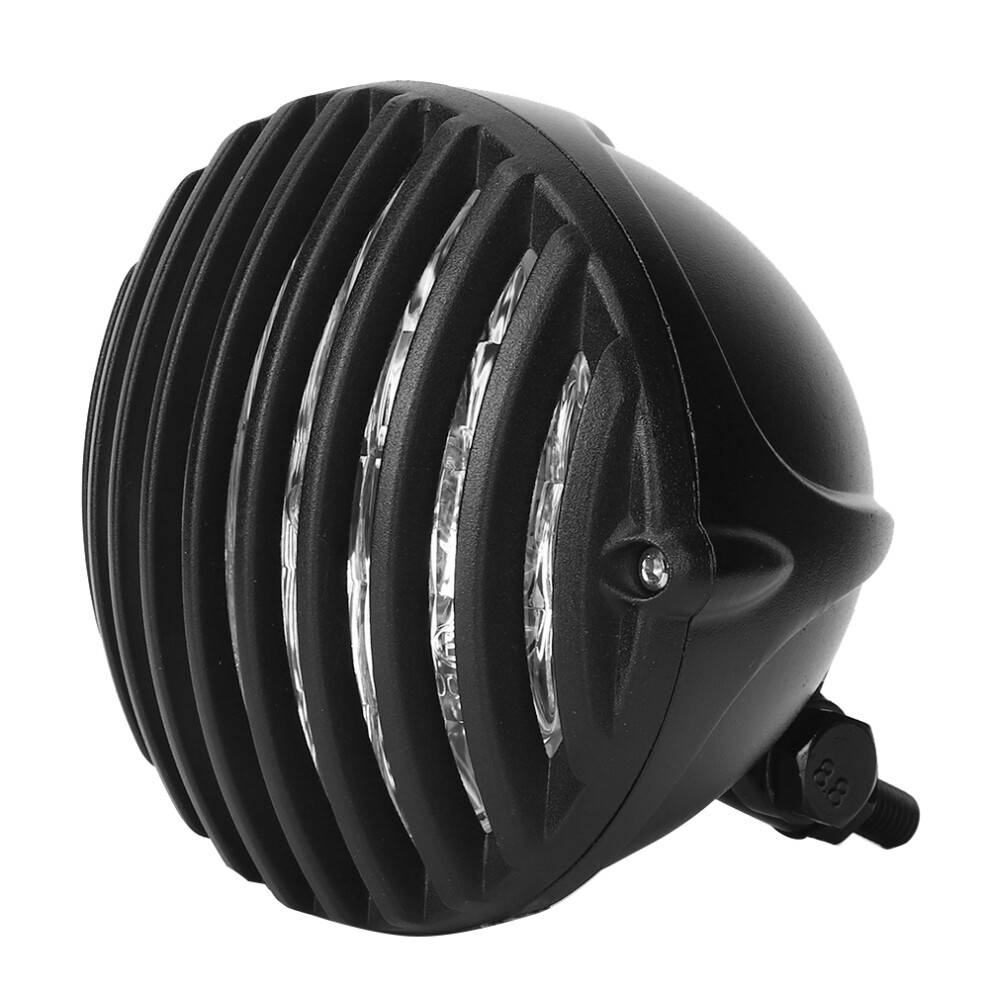 5.5In Stainless Steel Vintage Motorcycle Headlight For Honda, Kawasaki, Suzuki, Yamaha Black 8271364010901