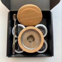 (wooden) Premium Smoked Wood Bartender Kit with elegant accessories and a glass infuser with wood chips-an elevated, creative