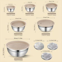 15pcs (6pcs Mixing Bowl 6pcs Lid 3pcs Grater), Mixing Bowls with Lids And Grater Set, Stainless Steel Salad Mixing