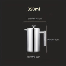 (350ml) 1000ml Stainless Steel French Press Coffee Maker - Double Wall Insulated, Easy to Clean, Reusable Filter, Manual