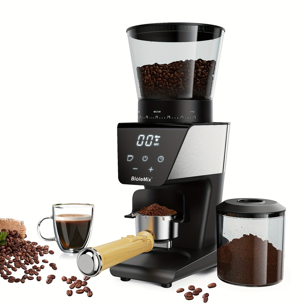 [Digital Coffee Grinder]  Conical Burr Coffee Grinder with Digital Timer | 30 Gears, Electric Coffee Bean Grinder for