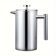 (1000ml) 1000ml Stainless Steel French Press Coffee Maker - Double Wall Insulated, Easy to Clean, Reusable Filter, Manual