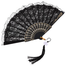 Lace Hand Fan Vouwfans Met Kwast Vintage Stijl