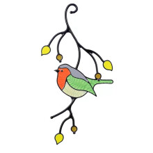 Stunning Window Hangings, Bird Themed Design For Home Wall Decoration, Easy To Hang Metal Alloy Stained Glass Birds, Colorful Painting Artwork Perfect