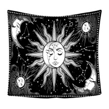 Artisanal Wall Hanging, Mandala Tapestry Featuring Vibrant HD Printing, Polyester Fabric Crafted for Timeless Durability, Moon Stars Art Adorns Any Sp