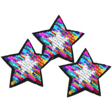 Bunter Sternenaufnäher zum Personalisieren, Applikationsdekoration, DIY-Geschenke, wendbares Paillettenstern-Design zum Aufbügeln oder Aufnähen,