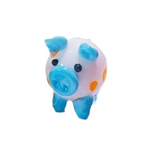 Colorful Glass Pig Minaiture Figure Collectible-Sky Blue