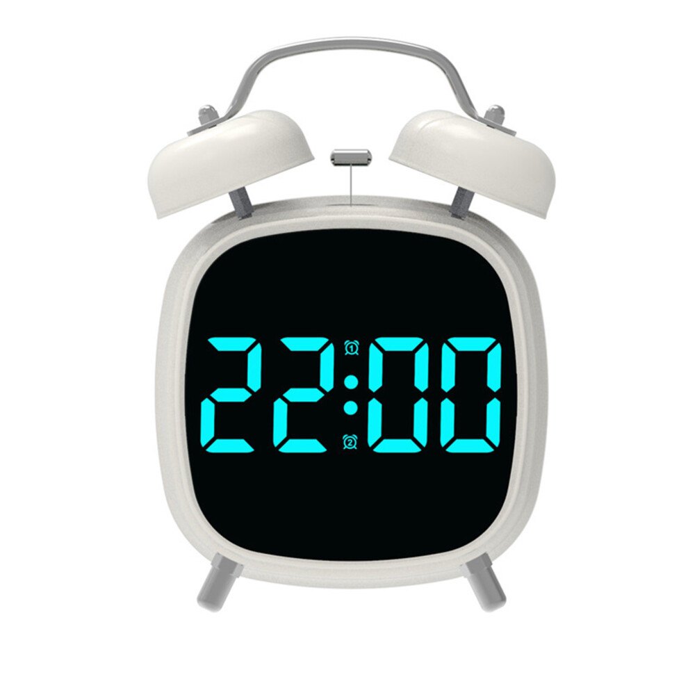 Light/White/Blue Double Bells Alarm Clock With Night - Shell Lig