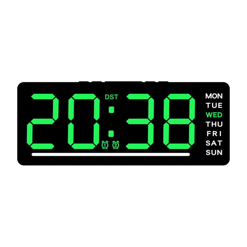 LED Clock Digital Alarm Clock With Adjustable Brightness-Green