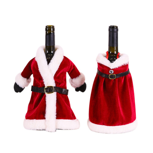 Couverture de bouteille de vin de noël, 2 pièces, jolie robe de