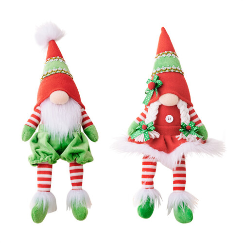 Poupée Gnome décorative rouge vert pour la maison,-Mesdames 1