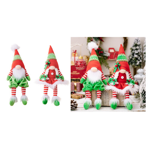 Poupée Gnome décorative rouge vert pour la maison,-Mesdames 2