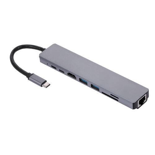 8-in-1 USB-C-Dock, 87 W PD, 15,2  3  1,1 cm, grau 1