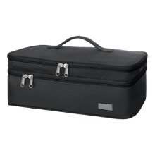 DoubleLayer Travel Carrying Case For Hair Tools Black | Hair Dryer Carry Bag Organizer With HeatResistant Mat