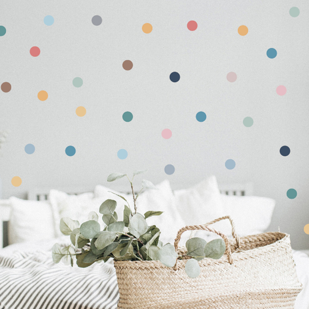 Removable Dot Wall Stickers for Nursery Decor, Colorful Dot Wall Decals Polka Dot Wall Decals Multi-Color Rainbow 1.6 Inch PVC Stickers for Kids Room