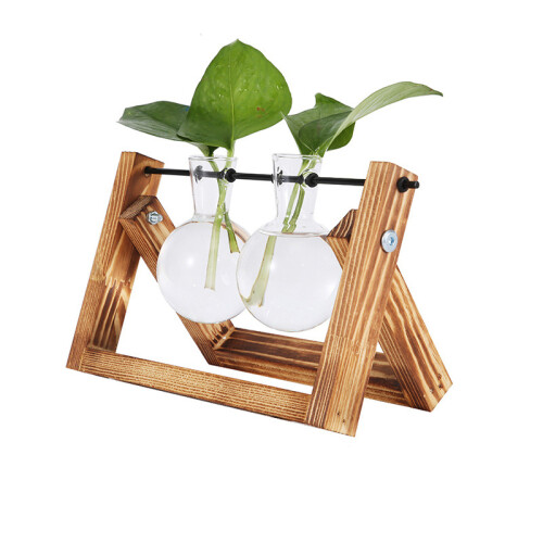 Σταθμοί πολλαπλασιασμού vintage design, Terrarium φυτών με ρετρό ξύλινη βάση, υδροπονία 2