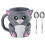 Decorative Animal Theme Ice Cream Container-Cat gray With spoon 1