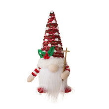 Vakantie Kerstsneeuwman Gnome Gebreide Dot Hat Sneeuwpop-Rood
