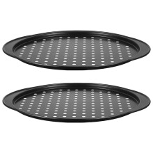 2Pcs Oven Safe Pizza Pan Nonstick Perforated Design Carbon Steel