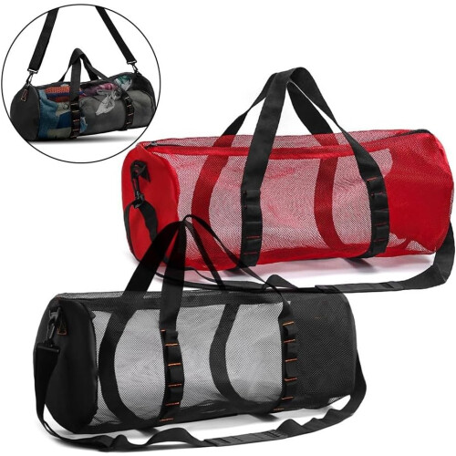 Scuba Diving Mesh Bag For Gear And Accessories, Ample Storage, Red, Comfortable Design 2